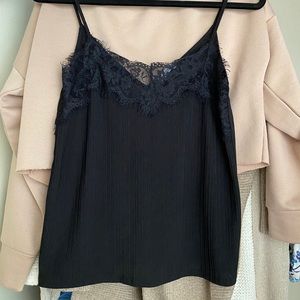 Zara Blacked Ribbed Camisole Lace trim size Small